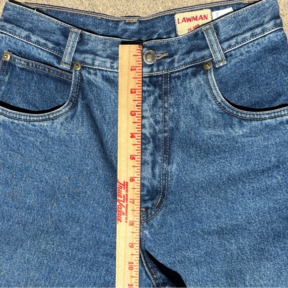 Vintage 90’s Lawman sz 7 Coastal Cowgirl High-Rise Western Mom Jeans Tapped Leg - Picture 10 of 13
